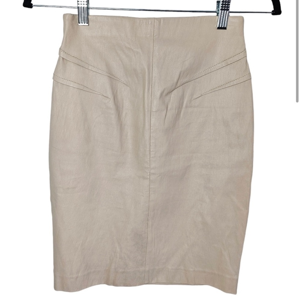 Robert Rodriguez 100% Leather Pencil Skirt Cream Luxury Minimalism